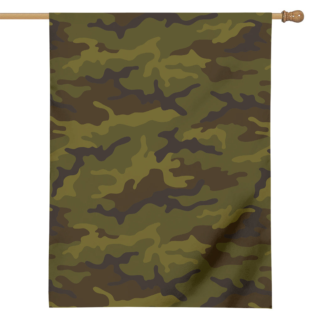 Brown Green Camouflage Print House Flag