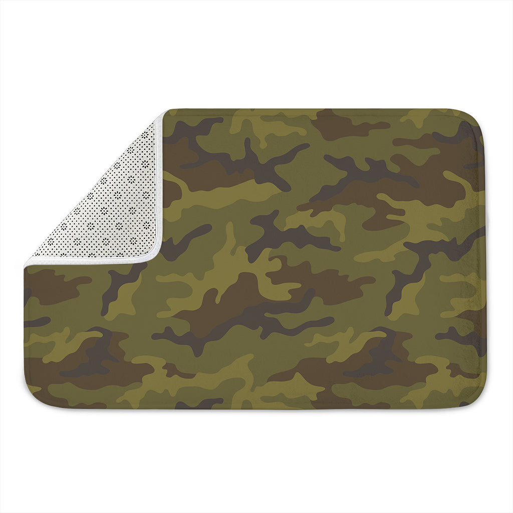 Brown Green Camouflage Print Indoor Door Mat