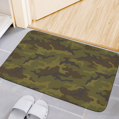 Brown Green Camouflage Print Indoor Door Mat