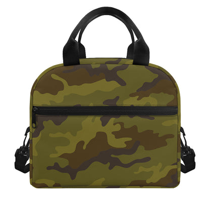 Brown Green Camouflage Print Insulated Lunch Bag