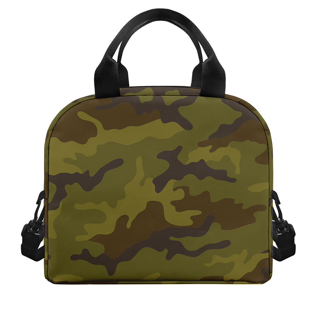 Brown Green Camouflage Print Insulated Lunch Bag