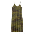 Brown Green Camouflage Print Jersey Midi Cami Dress