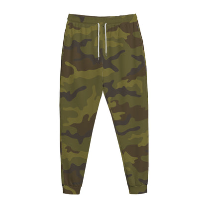 Brown Green Camouflage Print Jogger Pants