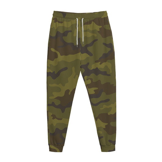 Brown Green Camouflage Print Jogger Pants