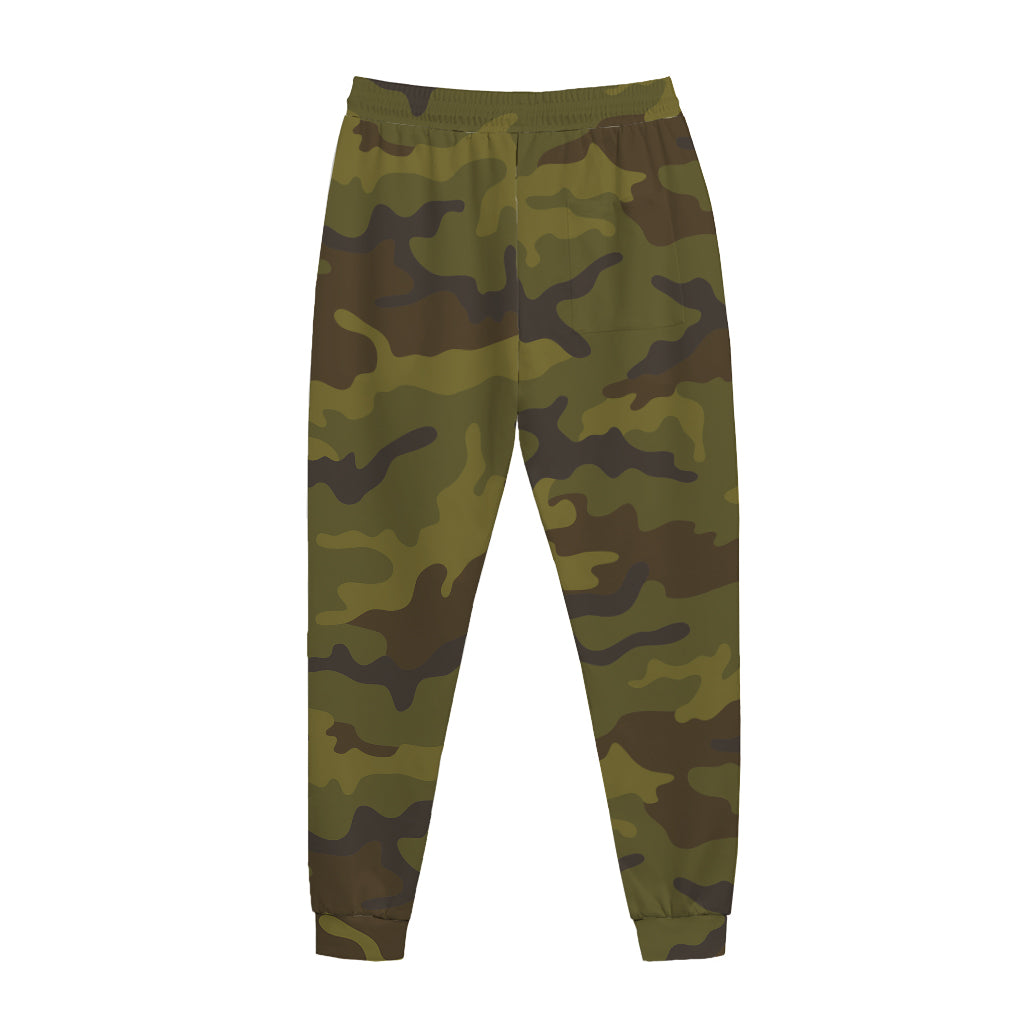 Brown Green Camouflage Print Jogger Pants