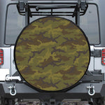 Brown Green Camouflage Print Leather Spare Tire Cover