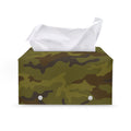 Brown Green Camouflage Print Leather Tissue Box Cover