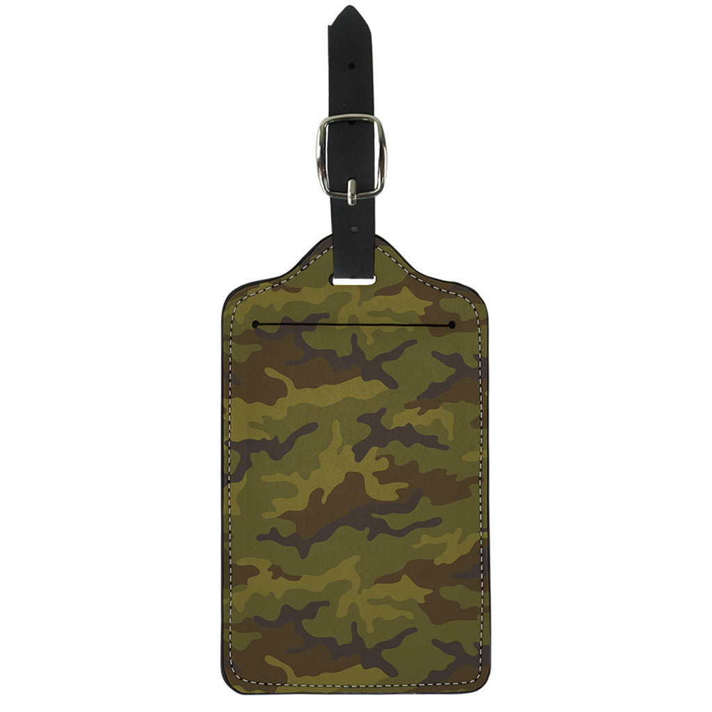 Brown Green Camouflage Print Luggage Tag