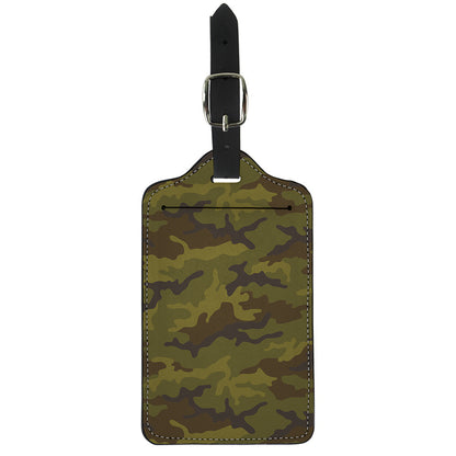 Brown Green Camouflage Print Luggage Tag