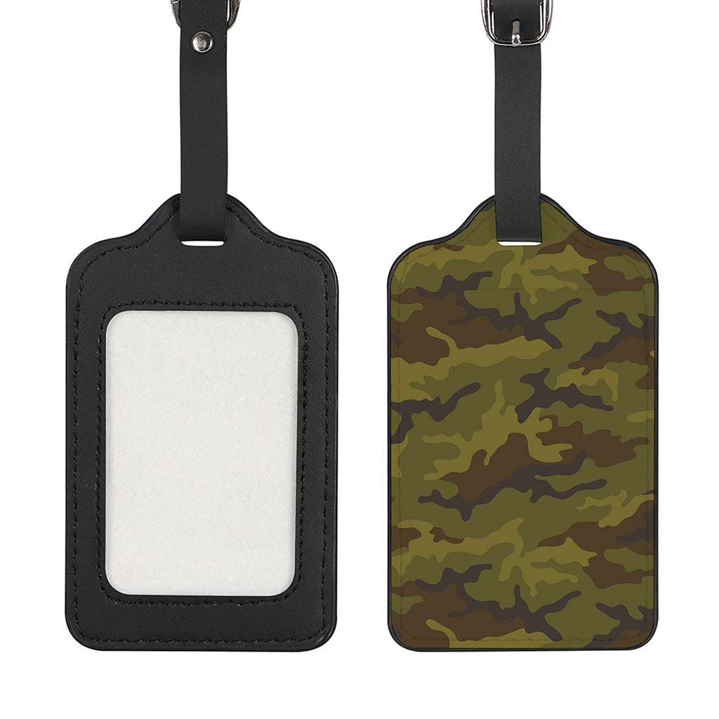 Brown Green Camouflage Print Luggage Tag