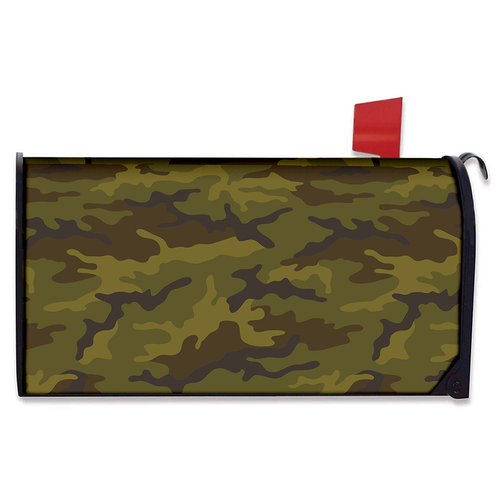 Brown Green Camouflage Print Mailbox Cover