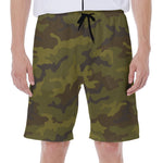 Brown Green Camouflage Print Men's Beach Shorts