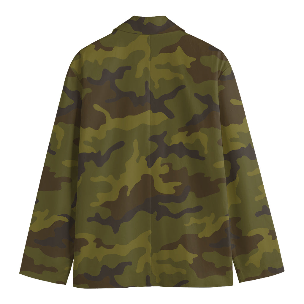 Brown Green Camouflage Print Men's Blazer