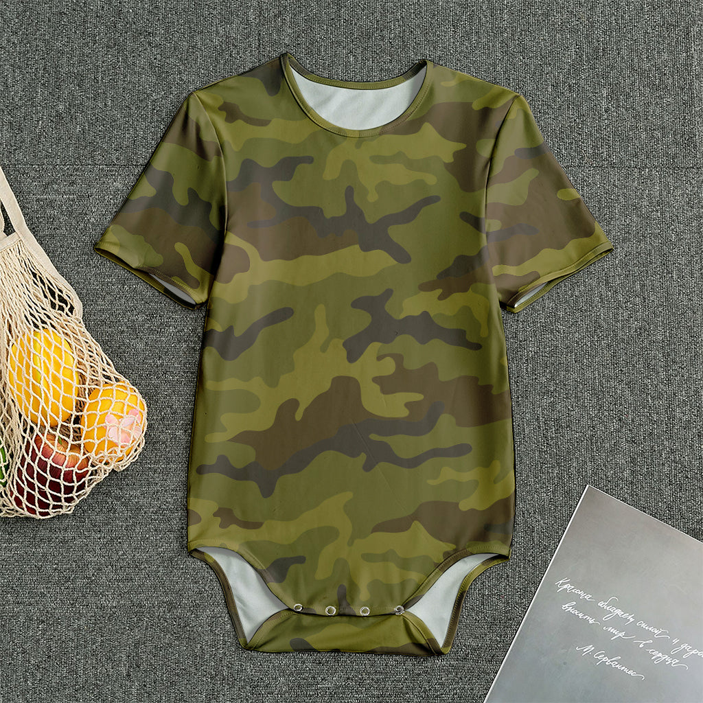Brown Green Camouflage Print Men's Bodysuit
