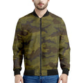 Brown Green Camouflage Print Men's Bomber Jacket
