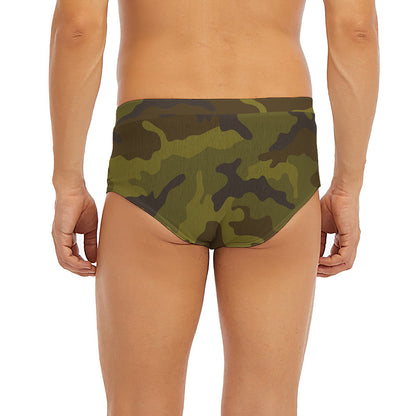 Brown Green Camouflage Print Men's Briefs