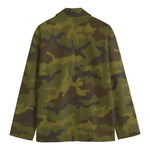 Brown Green Camouflage Print Men's Cotton Blazer