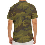 Brown Green Camouflage Print Men's Deep V-Neck Shirt