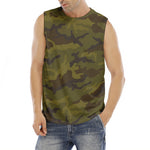 Brown Green Camouflage Print Men's Fitness Tank Top