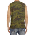 Brown Green Camouflage Print Men's Fitness Tank Top