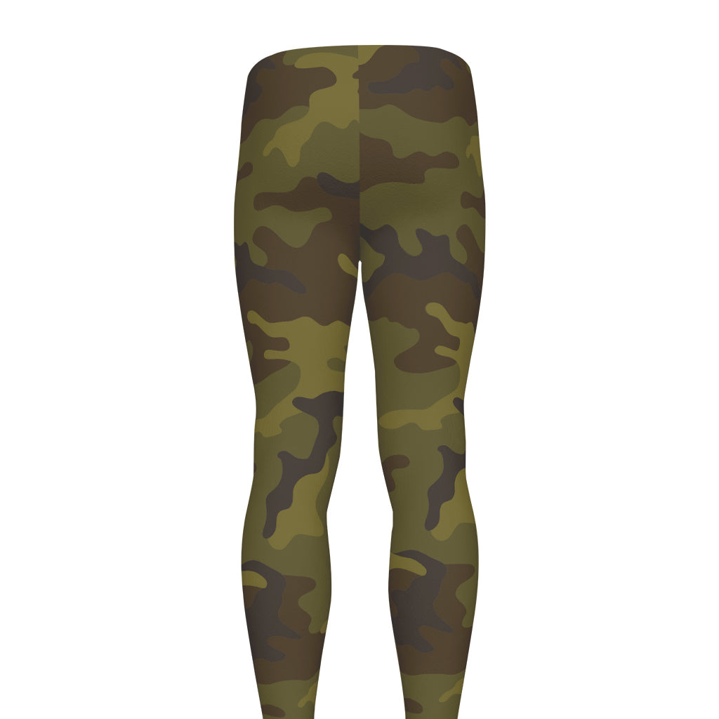 Brown Green Camouflage Print Men's leggings