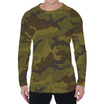 Brown Green Camouflage Print Men's Long Sleeve T-Shirt