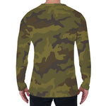 Brown Green Camouflage Print Men's Long Sleeve T-Shirt