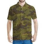 Brown Green Camouflage Print Men's Polo Shirt