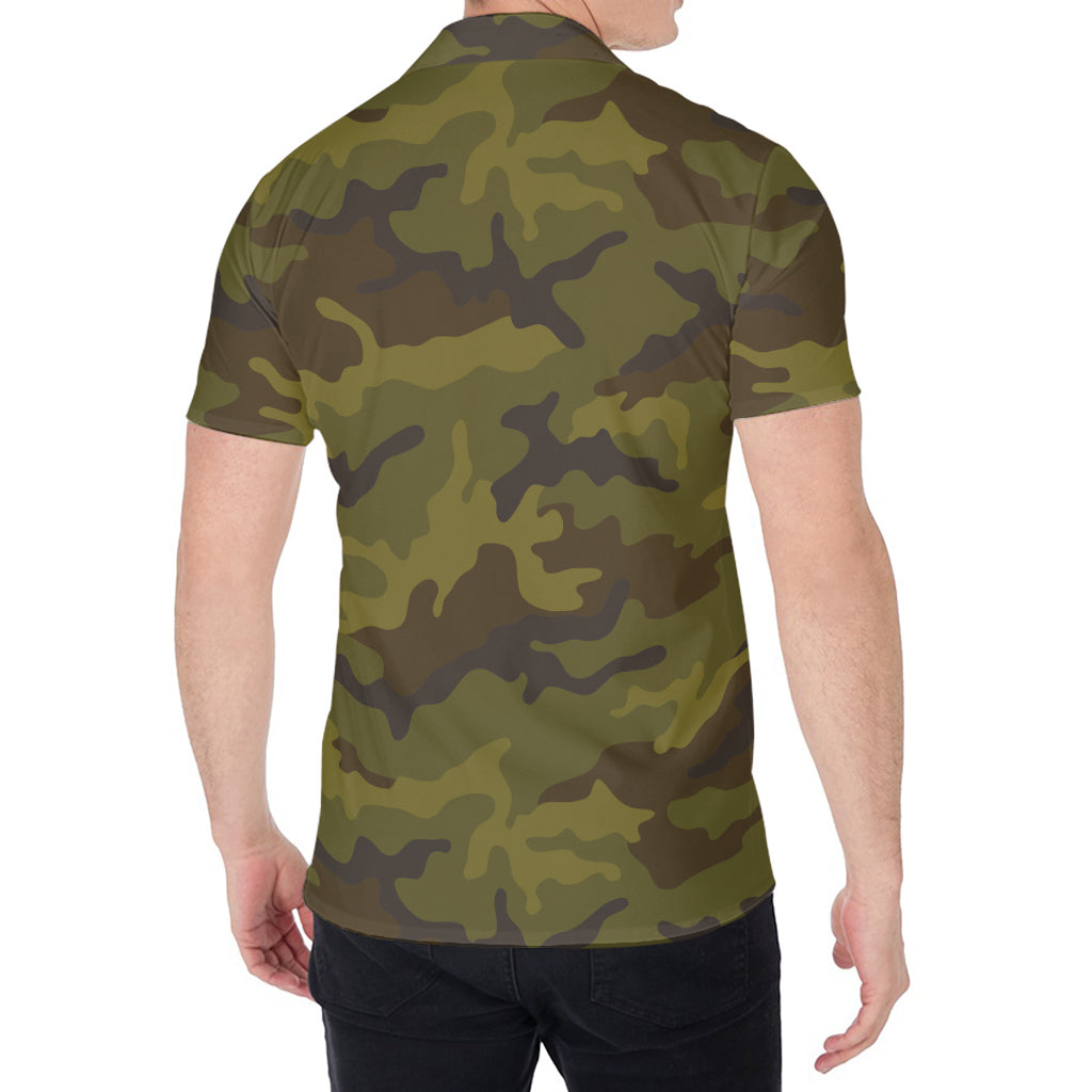 Brown Green Camouflage Print Men's Shirt