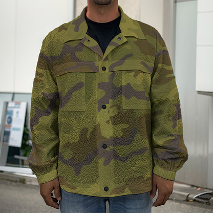 Brown Green Camouflage Print Men's Shirt Jacket