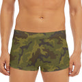 Brown Green Camouflage Print Men's Short Boxer Briefs