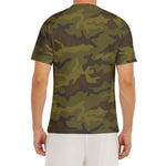 Brown Green Camouflage Print Men's Short Sleeve Rash Guard