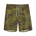 Brown Green Camouflage Print Men's Athletic Shorts