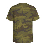Brown Green Camouflage Print Men's Sports T-Shirt