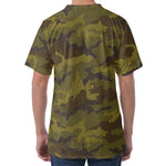 Brown Green Camouflage Print Men's Velvet T-Shirt