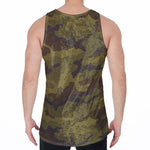 Brown Green Camouflage Print Men's Velvet Tank Top