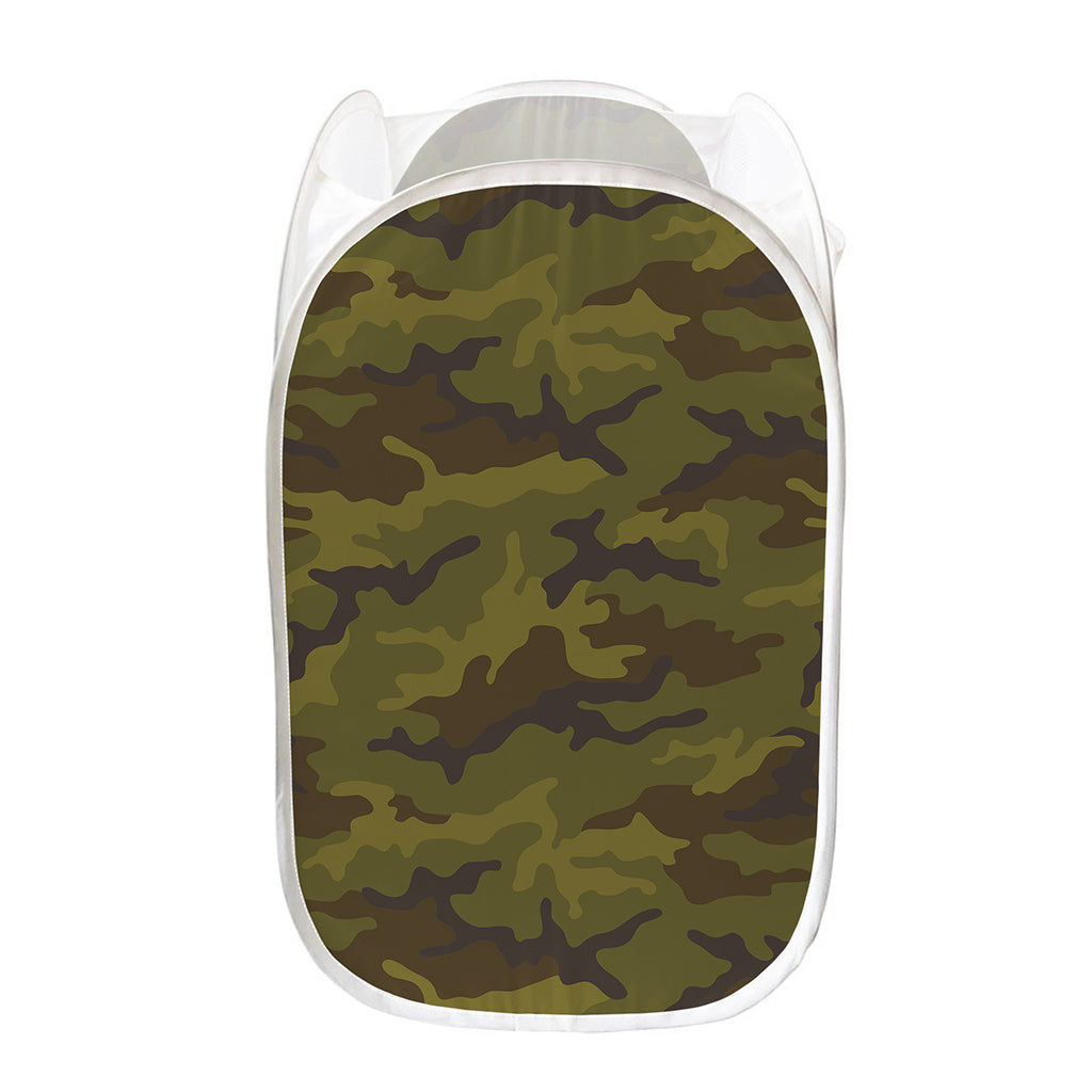 Brown Green Camouflage Print Mesh Laundry Hamper