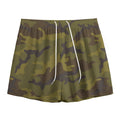 Brown Green Camouflage Print Mesh Shorts