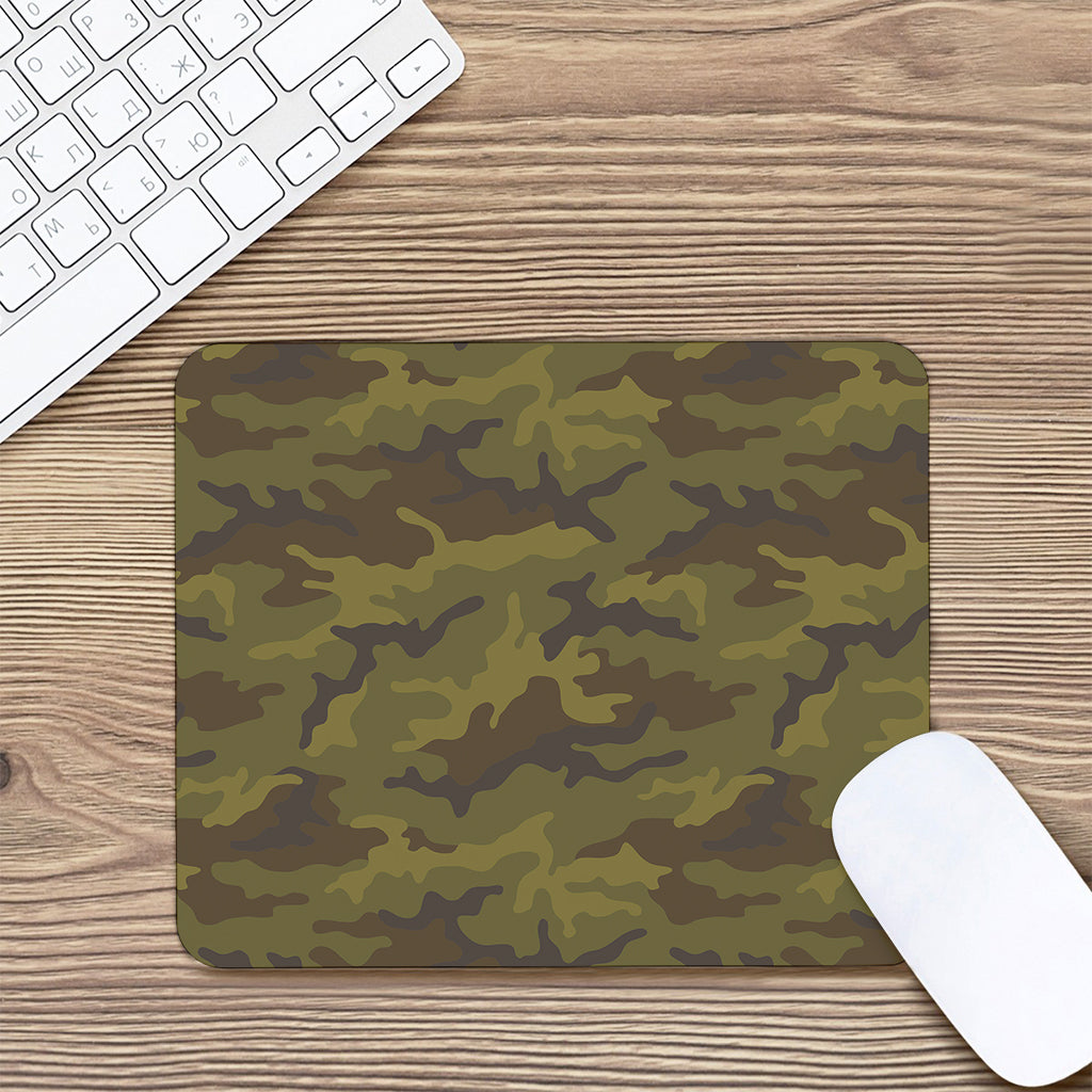 Brown Green Camouflage Print Mouse Pad