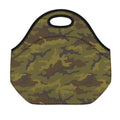 Brown Green Camouflage Print Neoprene Lunch Bag