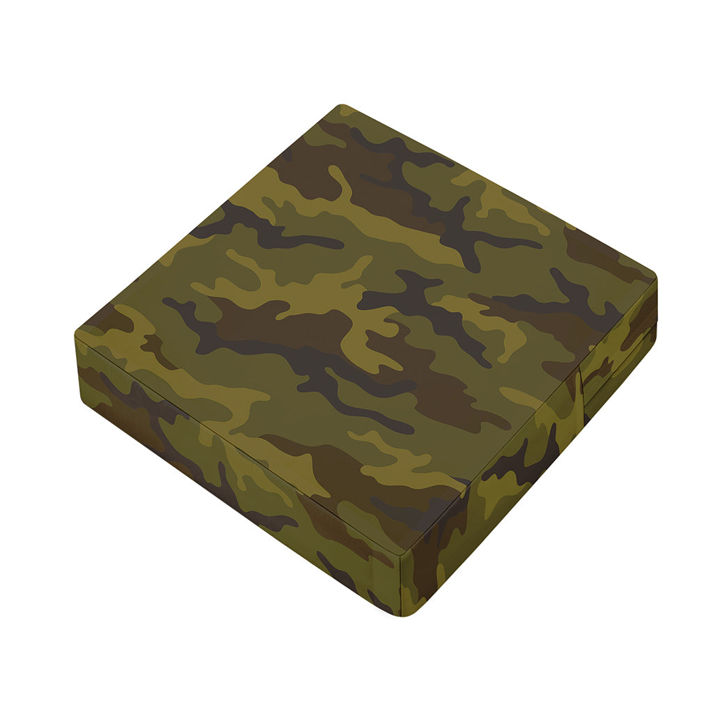 Brown Green Camouflage Print Outdoor Seat Cushion Cover