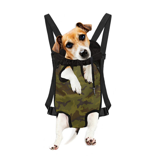 Brown Green Camouflage Print Pet Carrier Backpack