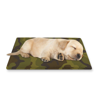 Brown Green Camouflage Print Pet Cooling Mat Cover
