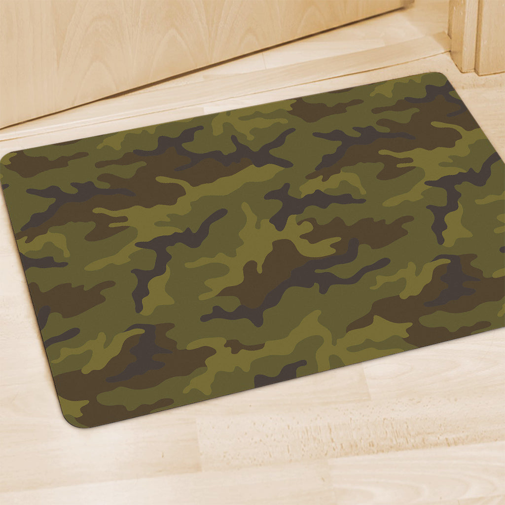 Brown Green Camouflage Print Polyester Doormat