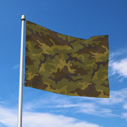 Brown Green Camouflage Print Polyester Flag