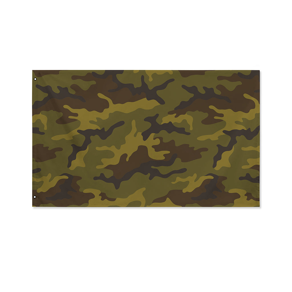 Brown Green Camouflage Print Polyester Flag