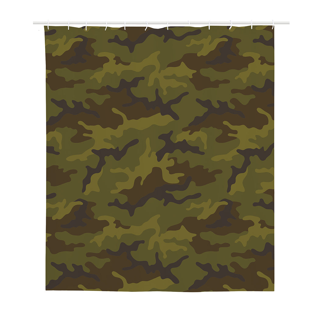Brown Green Camouflage Print Polyester Shower Curtain