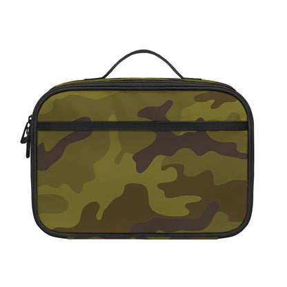 Brown Green Camouflage Print Portable Lunch Bag