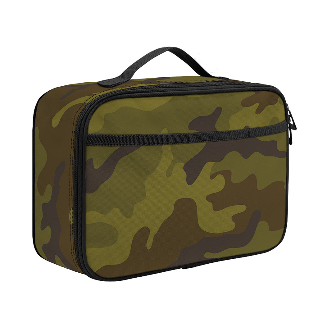Brown Green Camouflage Print Portable Lunch Bag