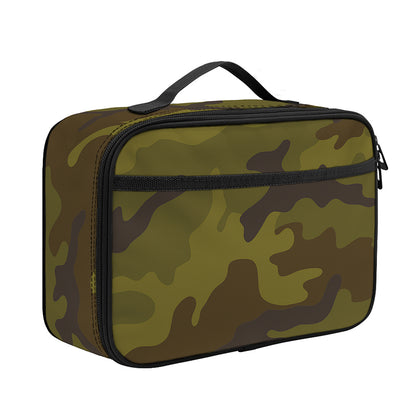 Brown Green Camouflage Print Portable Lunch Bag